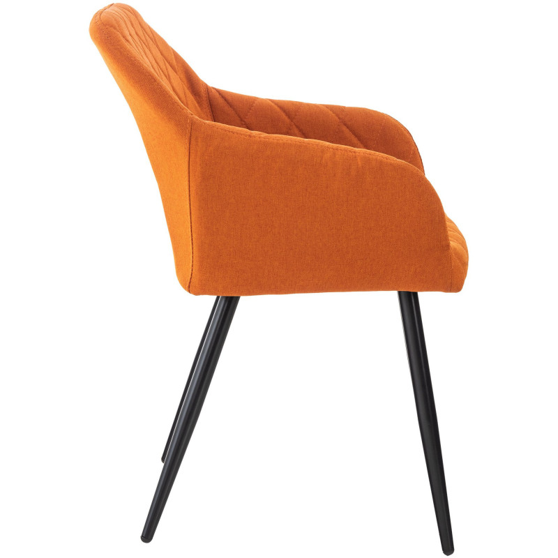 Fauteuil de table motif matelassé en Tissu Orange Métal Noir Solinda - 3