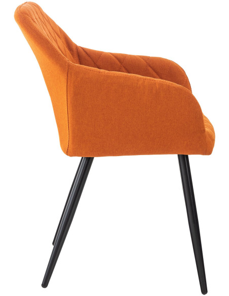Fauteuil de table motif matelassé en Tissu Orange Métal Noir Solinda - 3