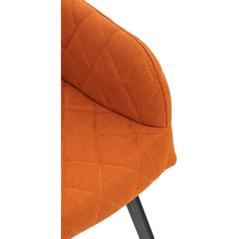 Fauteuil de table motif matelassé en Tissu Orange Métal Noir Solinda - 6