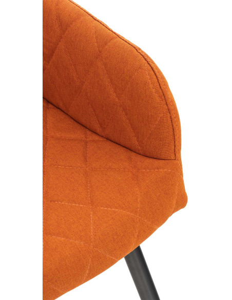 Fauteuil de table motif matelassé en Tissu Orange Métal Noir Solinda - 6