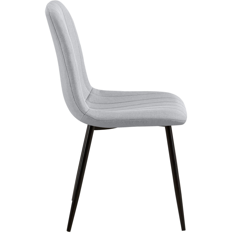 Chaise moderne rembourrée en Tissu Gris Métal Noir Pamela - 3
