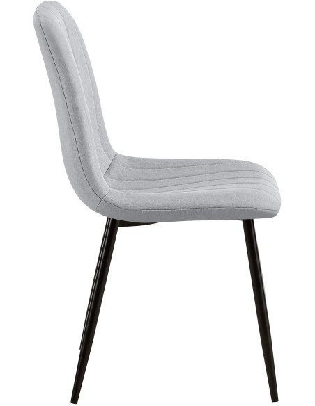 Chaise moderne rembourrée en Tissu Gris Métal Noir Pamela - 3