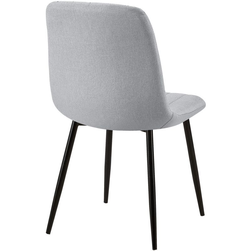 Chaise moderne rembourrée en Tissu Gris Métal Noir Pamela - 4