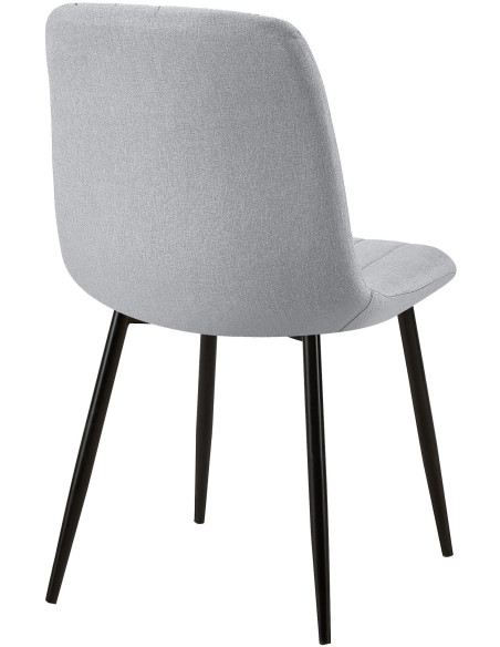 Chaise moderne rembourrée en Tissu Gris Métal Noir Pamela - 4