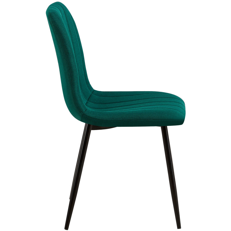 Chaise moderne rembourrée en Tissu Vert foncé Métal Noir Pamela - 3