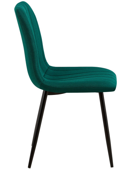 Chaise moderne rembourrée en Tissu Vert foncé Métal Noir Pamela - 3
