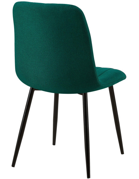 Chaise moderne rembourrée en Tissu Vert foncé Métal Noir Pamela - 4