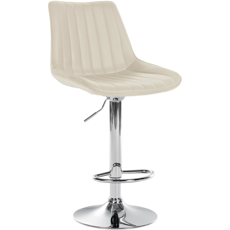 Tabouret de bar Avec dossier Nathan en Polyuréthane Beige Métal Chromé - 1