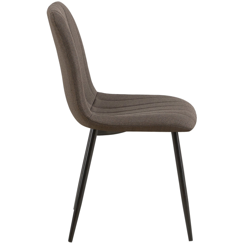 Chaise moderne rembourrée en Tissu Marron Métal Noir Pamela - 3