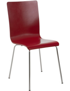 Chaise moderne minimaliste en Bois Rouge Métal Argenté Zarnys - 1