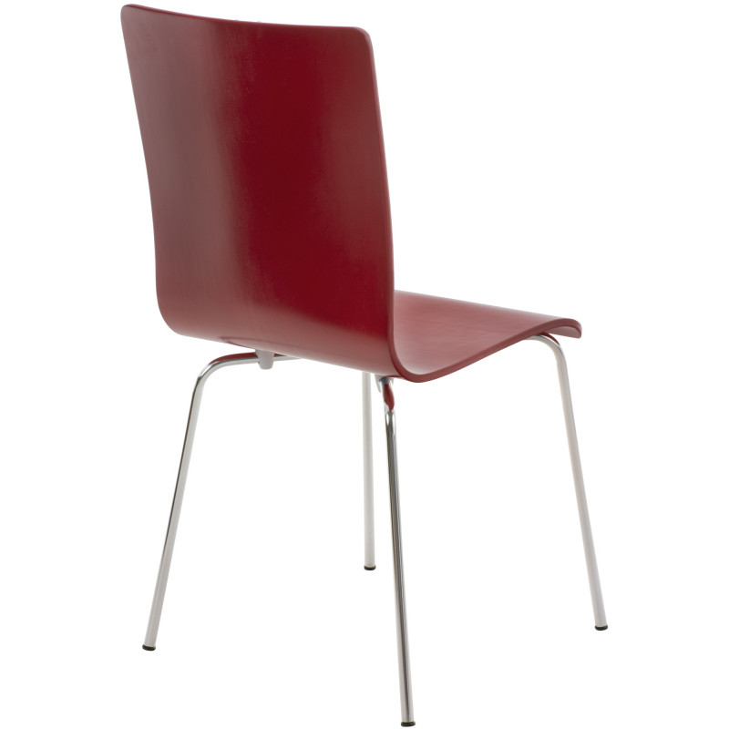 Chaise moderne minimaliste en Bois Rouge Métal Argenté Zarnys - 4