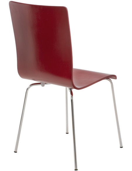 Chaise moderne minimaliste en Bois Rouge Métal Argenté Zarnys - 4