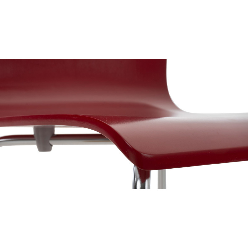 Chaise moderne minimaliste en Bois Rouge Métal Argenté Zarnys - 6