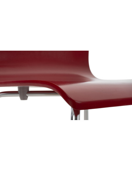 Chaise moderne minimaliste en Bois Rouge Métal Argenté Zarnys - 6