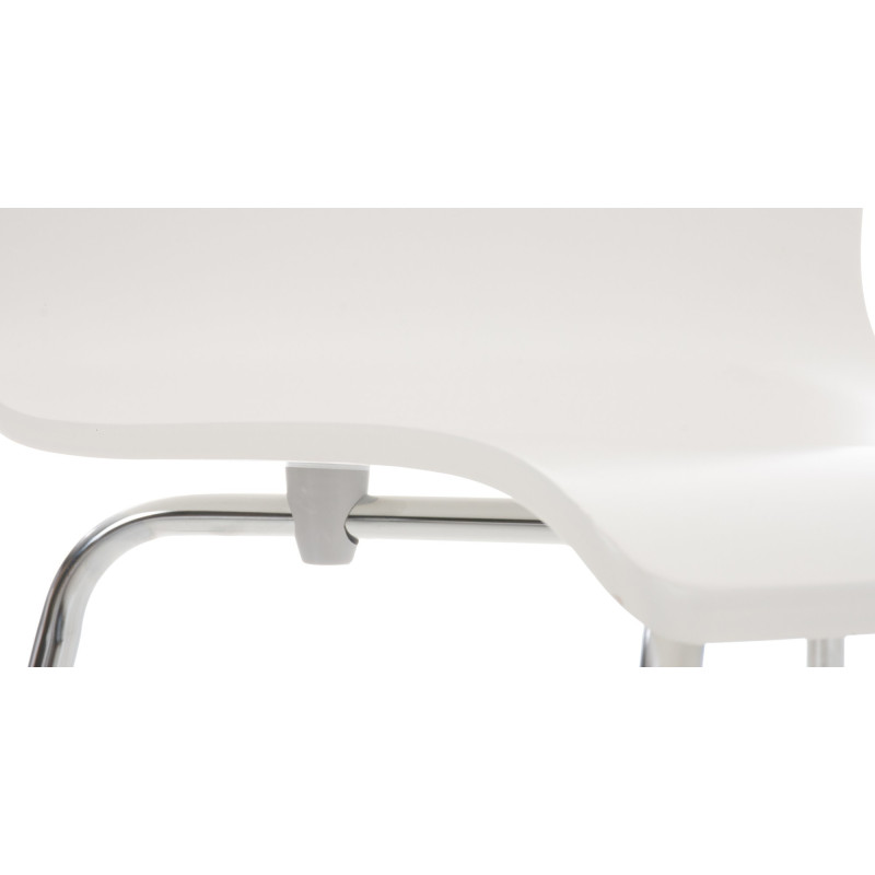 Chaise moderne minimaliste en Bois Blanc Métal Argenté Zarnys - 6