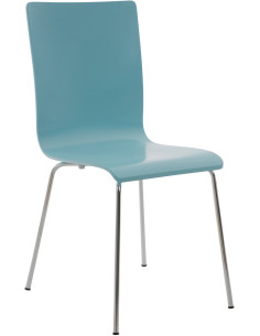 Chaise moderne minimaliste en Bois Bleu clair Métal Argenté Zarnys - 1