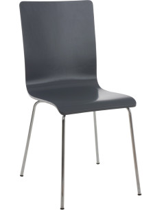 Chaise moderne minimaliste en Bois Gris Métal Argenté Zarnys  - 1