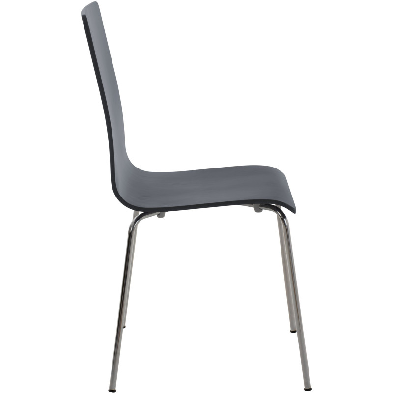 Chaise moderne minimaliste en Bois Gris Métal Argenté Zarnys  - 3