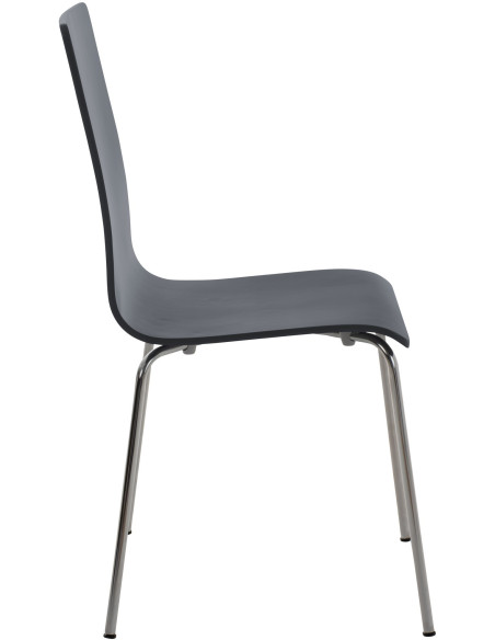 Chaise moderne minimaliste en Bois Gris Métal Argenté Zarnys  - 3