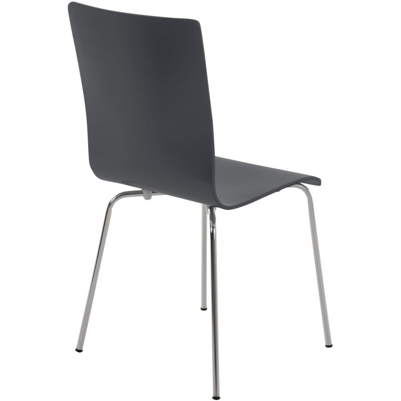 Chaise moderne minimaliste en Bois Gris Métal Argenté Zarnys  - 4