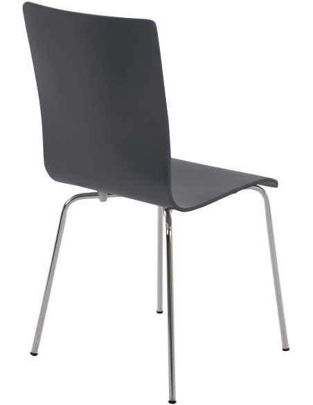 Chaise moderne minimaliste en Bois Gris Métal Argenté Zarnys  - 4