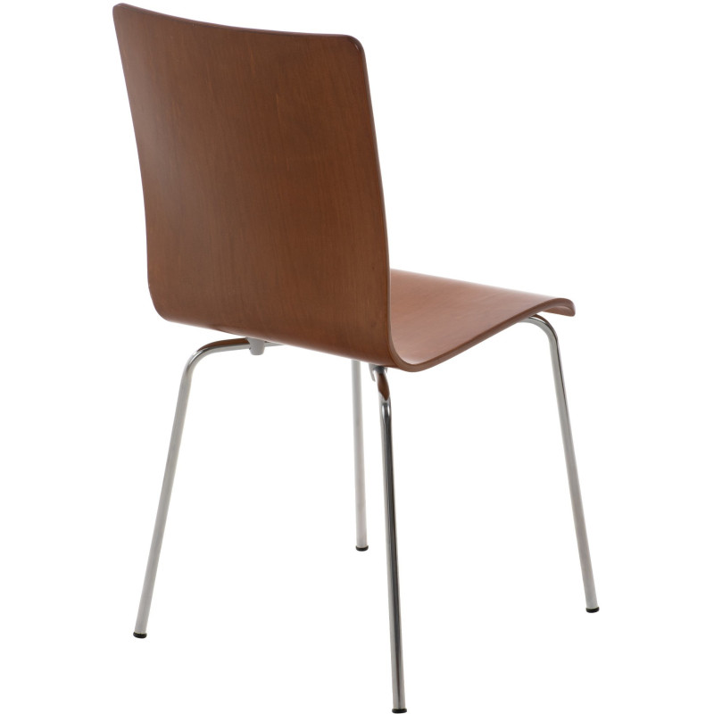Chaise moderne minimaliste en Bois Marron Métal Argenté Zarnys  - 4