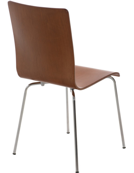 Chaise moderne minimaliste en Bois Marron Métal Argenté Zarnys  - 4