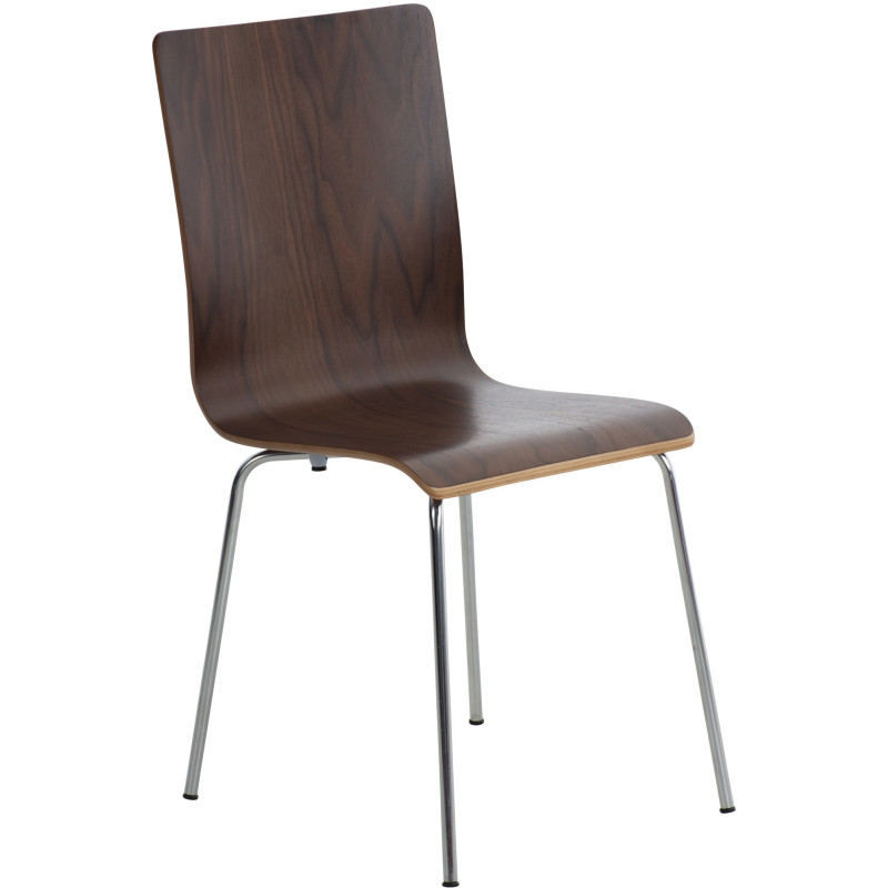 Chaise moderne minimaliste en Bois Marron noyer Métal Argenté Zarnys - 1