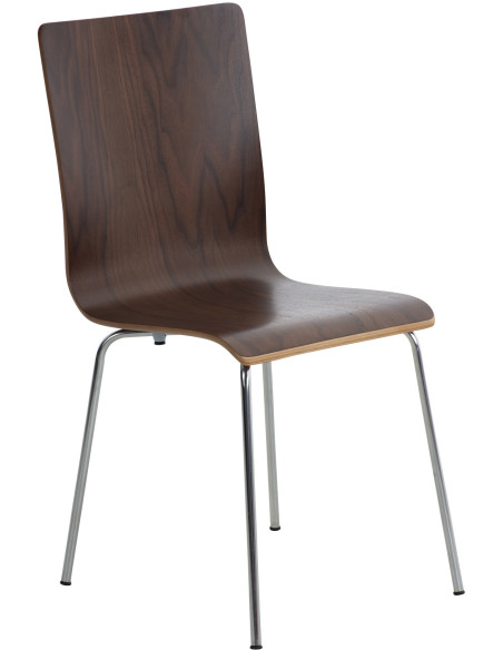 Chaise moderne minimaliste en Bois Marron noyer Métal Argenté Zarnys - 1