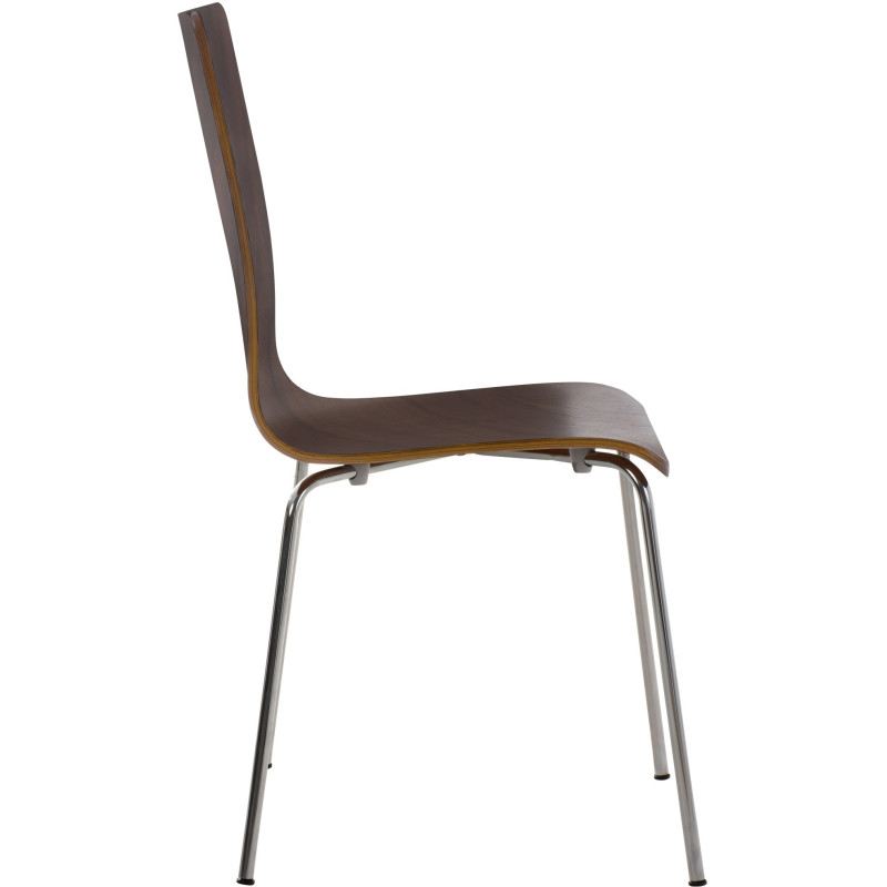 Chaise moderne minimaliste en Bois Marron noyer Métal Argenté Zarnys - 3