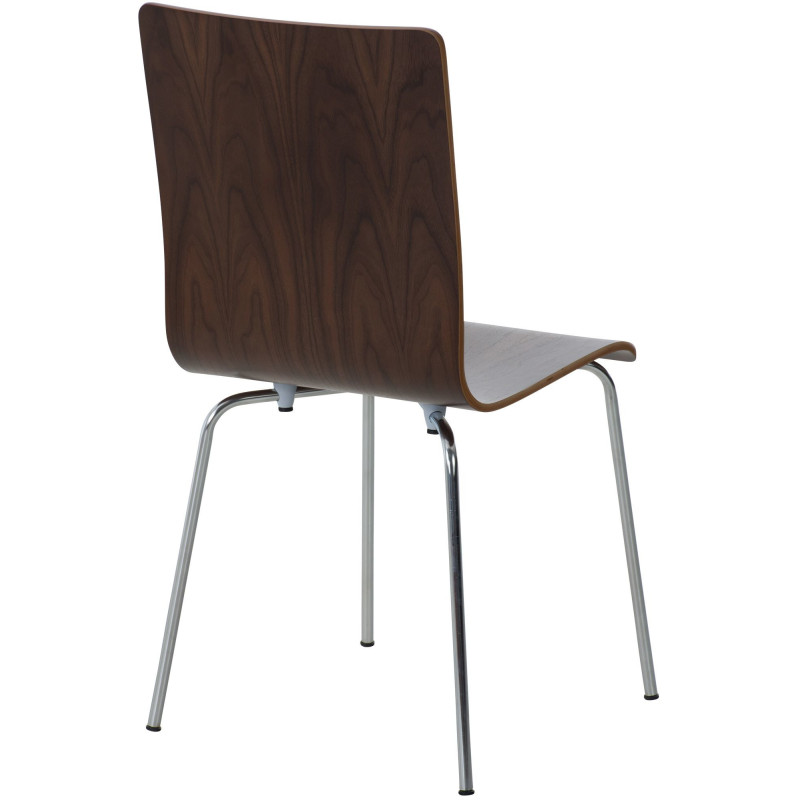 Chaise moderne minimaliste en Bois Marron noyer Métal Argenté Zarnys - 4