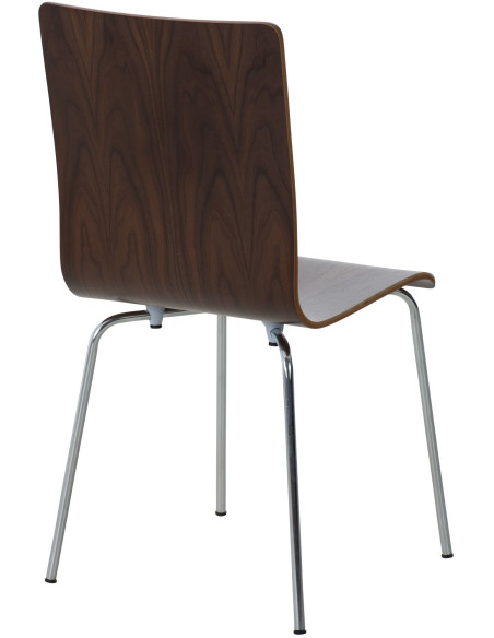 Chaise moderne minimaliste en Bois Marron noyer Métal Argenté Zarnys - 4