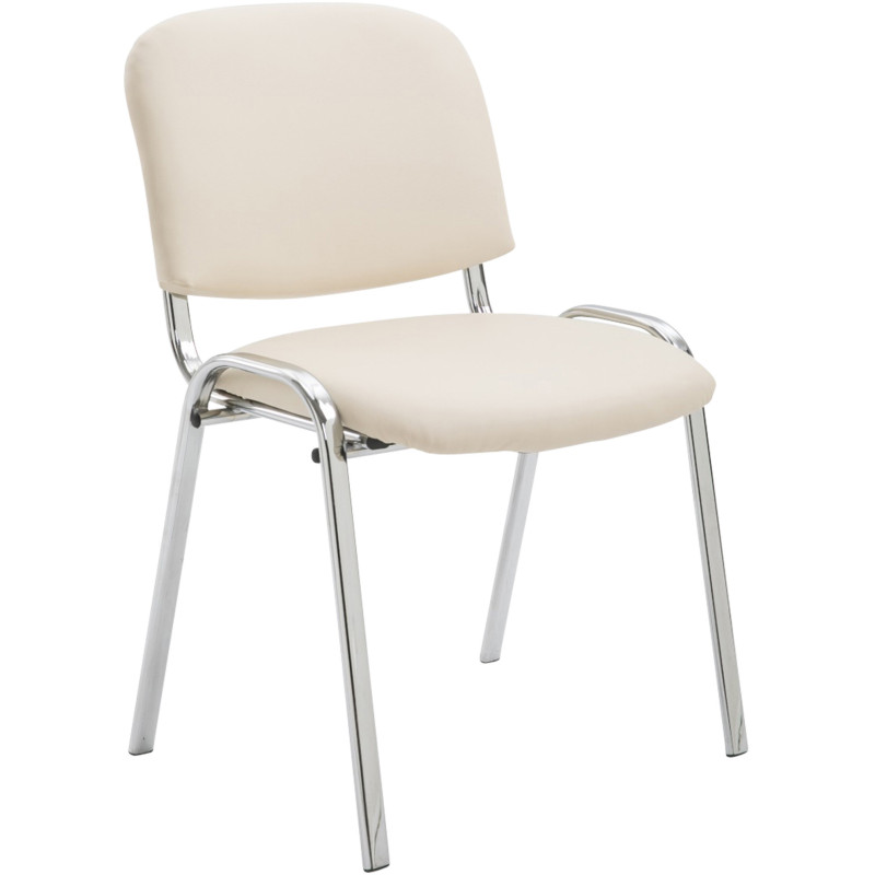 Chaise moderne en Polyuréthane Blanc crème Métal Argenté Velyria - 1