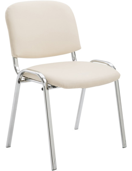 Chaise moderne en Polyuréthane Blanc crème Métal Argenté Velyria - 1