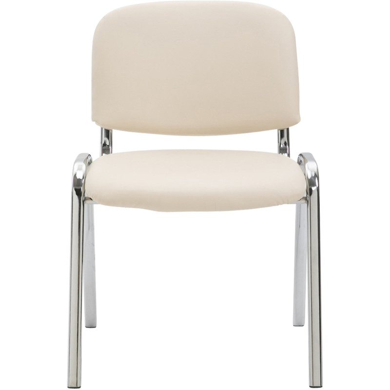 Chaise moderne en Polyuréthane Blanc crème Métal Argenté Velyria - 2