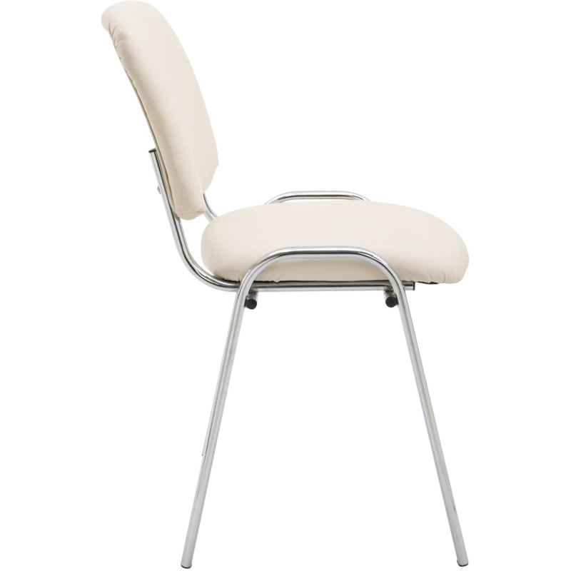 Chaise moderne en Polyuréthane Blanc crème Métal Argenté Velyria - 3