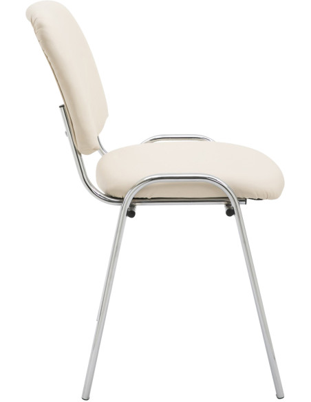 Chaise moderne en Polyuréthane Blanc crème Métal Argenté Velyria - 3