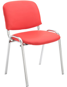 Chaise moderne en Polyuréthane Rouge Métal Argenté Velyria - 1