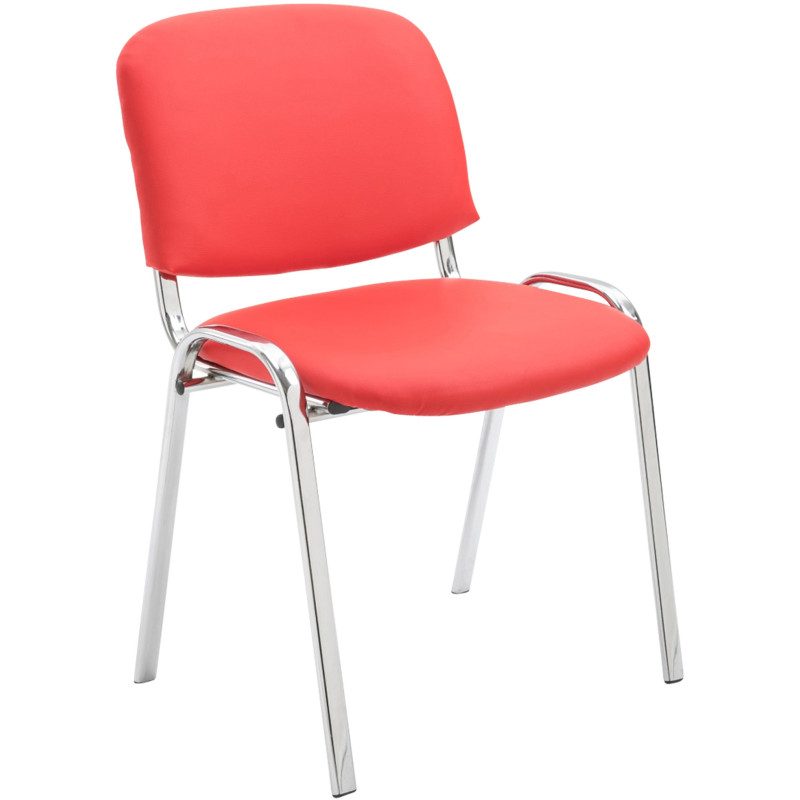 Chaise moderne en Polyuréthane Rouge Métal Argenté Velyria - 1