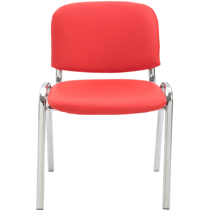 Chaise moderne en Polyuréthane Rouge Métal Argenté Velyria - 2