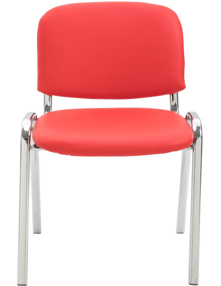 Chaise moderne en Polyuréthane Rouge Métal Argenté Velyria - 2