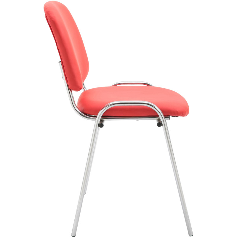Chaise moderne en Polyuréthane Rouge Métal Argenté Velyria - 3