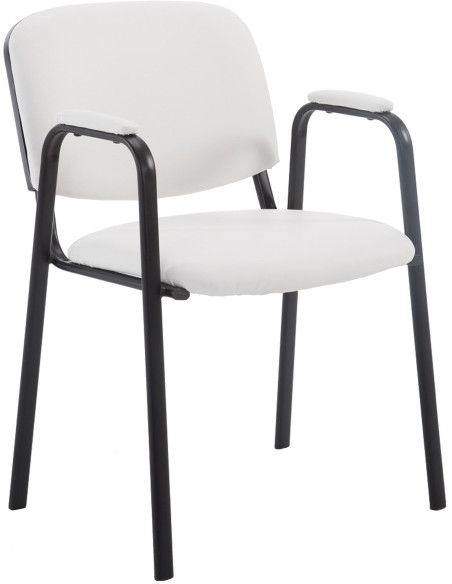 Chaise moderne avec accoudoirs en Polyuréthane Blanc Métal Noir Mariala - 1