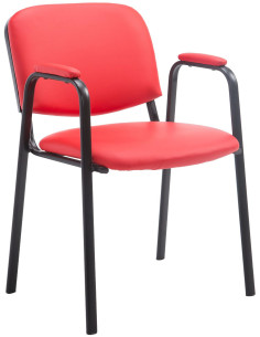 Chaise moderne avec accoudoirs en Polyuréthane Rouge Métal Noir Mariala - 1