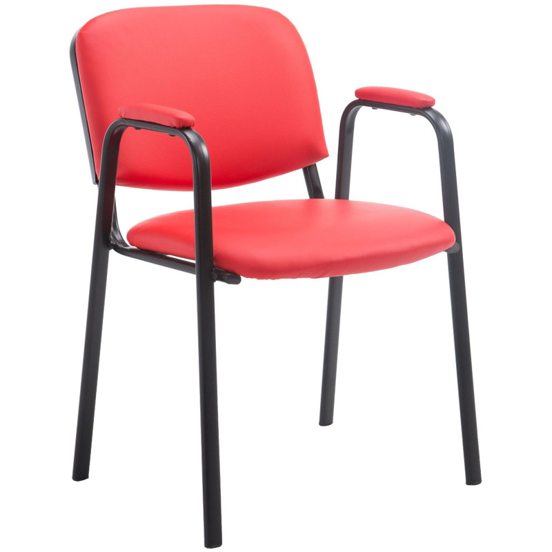 Chaise moderne avec accoudoirs en Polyuréthane Rouge Métal Noir Mariala - 1