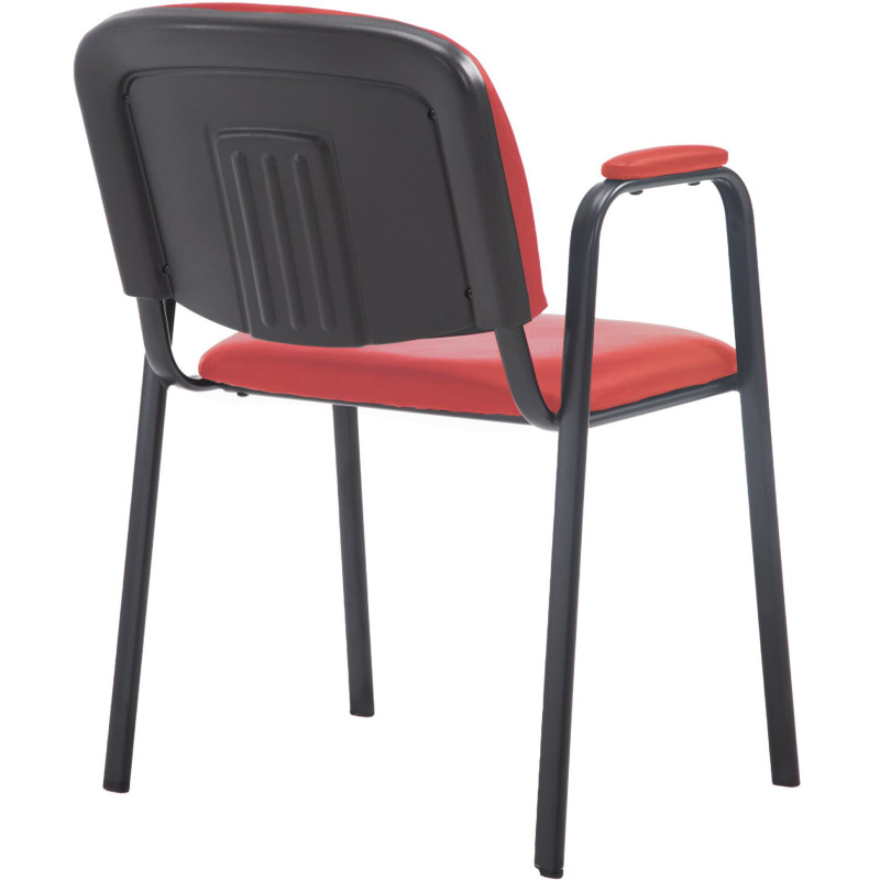 Chaise moderne avec accoudoirs en Polyuréthane Rouge Métal Noir Mariala - 2