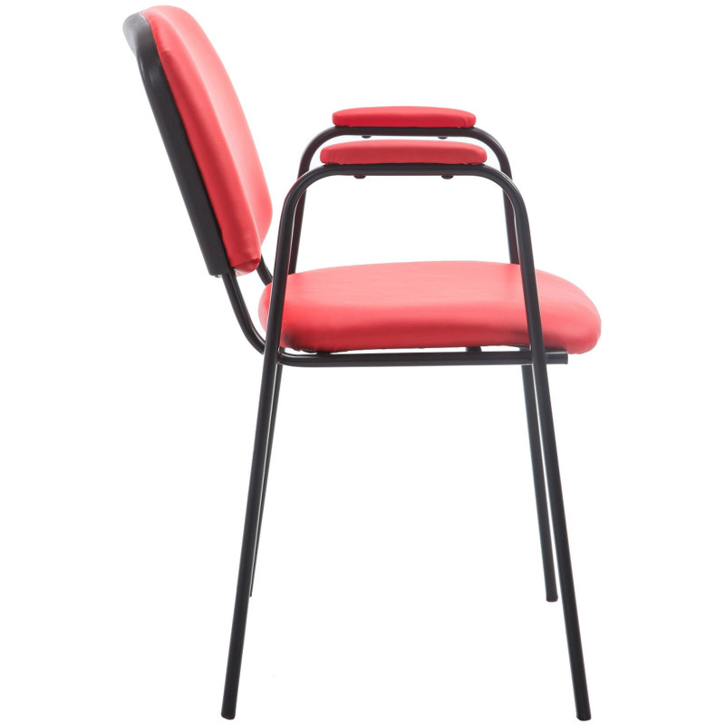 Chaise moderne avec accoudoirs en Polyuréthane Rouge Métal Noir Mariala - 6