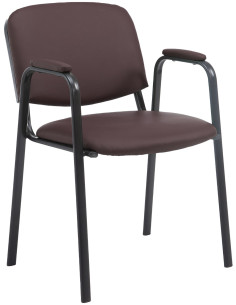 Chaise moderne avec accoudoirs en Polyuréthane Marron Métal Noir Mariala - 1