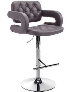 Tabouret de bar haut de gamme en Polyuréthane Marron Métal Argenté Nyvris - 1