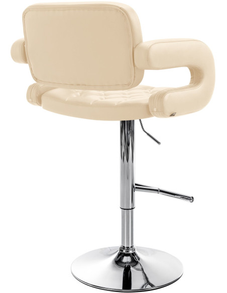 Tabouret de bar haut de gamme en Polyuréthane Blanc crème Métal Argenté Nyvris - 4